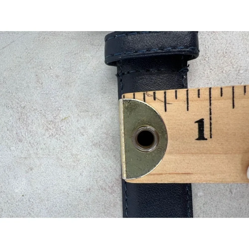 Genuine Leather Black Belt With Gold Buckle Size L‎ Made In Taiwan VTG 80s 90s